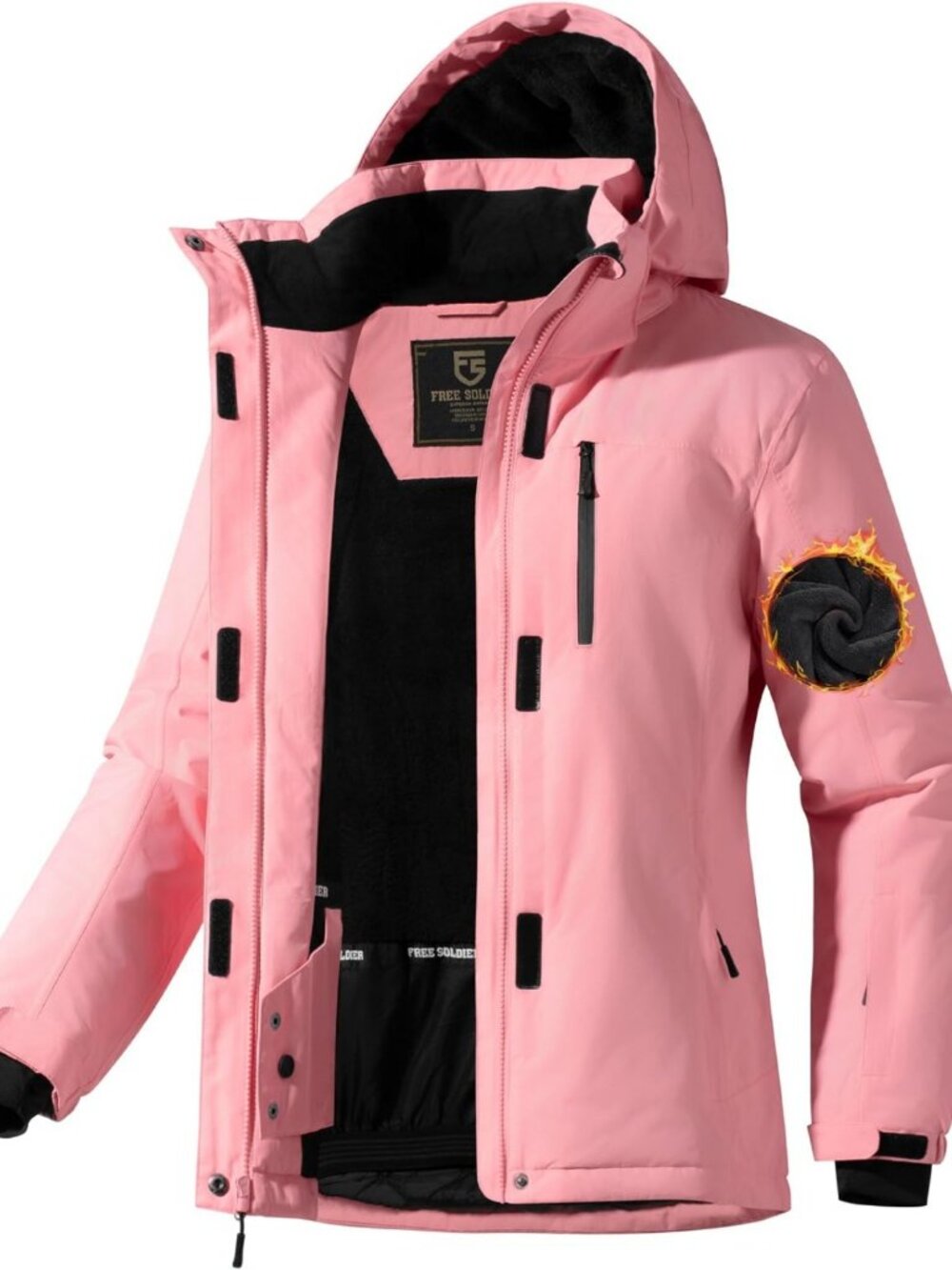 Women's Waterproof Ski Snow Jacket - Fleece Lined, Warm Winter Rain Coat with